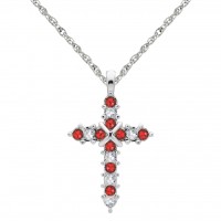 N110BS-07 Forever Silver Birthstone Cross Necklace - July 106343