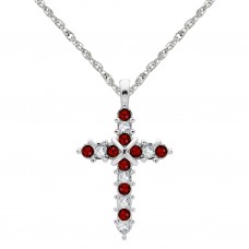 N110BS-01 Forever Silver Birthstone Cross Necklace - January 106349