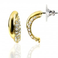 E254G Forever Gold Austrian Crystal Dbl Cluster Hoop Earring 106360