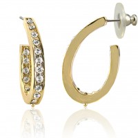 E236G Forever Gold Crystal Insde & Out Oval Hoop Earrings 106370