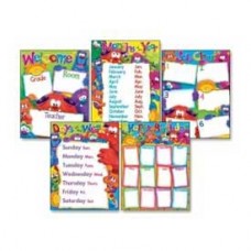 TREND® Learning Chart Combo Pack, Frog-tastic Classroom Basics, 17w x 22, 5/Pack 1119348