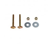 FixtureDisplays® Closet Bolts - Brass - Bagged (style 1) - 2 brass bolts, 2 brass plated open-end nuts, and 2 brass plated washers 1/4