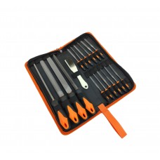FixtureDisplays® 17 Pcs Premium Grade T12 Drop Forged Alloy Steel File Set with Carry Case, Precision Flat/Triangle/Half-round/Round Large File and 12pcs Needle Files, Soft Rubbery Handle, Perfect Shaping Tool, Clean Brush 15291