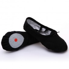 FixtureDisplays® Adult Size 7.5 Black Color Canvas Ballet Dance Shoes Slippers Dance Gymnastics 16125B-38SIZE