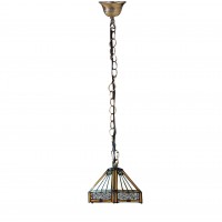FixtureDisplays® Tiffany Style Warm Light Glass & Steel Hanging Pendant Ceiling Lamp Fixture 16694