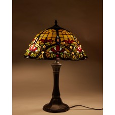 FixtureDisplays® Tiffany Style Glass & Resin Classical Desktop Lamp 16-Inch Shade 16695