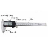 FixtureDisplays® Electronic Digital Caliper Inch/Metric Conversion 0-6 Inch/150 mm Stainless Steel Body Extra Large LCD Screen Measuring Tool 16816