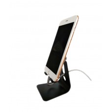 FixtureDisplays® Multi-Angle Cell Phone Stand, Aluminum Desktop Cellphone Stand with Anti-Slip Base and Convenient Charging Port, Fits All Smart Phones, Black 18156