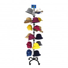 FixtureDisplays® 6-Tier 24 Hat Rotating Hat Display Rack Free Standing Headwear Wig Rack Metal Floor Rack for Caps, Wigs & Hats 20X20X74