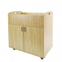 FixtureDisplays® Children Infant Changing Table with Pad, Wooden Changing Table, Natural, Optiona Install Castors 18541