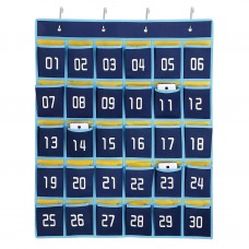 FixtureDisplays® 30-Pocket Numbered Classroom Pocket Chart for Cell Phones and Calculator Holder Hanging Wall Door Organizer 18808