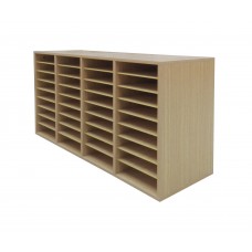 FixtureDisplays® Wood Adjustable Literature Organizer, 36 Compartment Mailslot Organizer, Removable Shelves, Stackable 18818-OAK