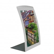 FixtureDisplays® 8.5 x 11 Sign Holder Portrait Vertical Picture Frame for Tabletop, with Magnetic Lens, Curved - Silver 19124