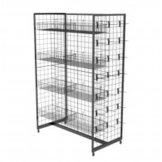 FixtureDisplays® Gridwall Fixture w/ Wheels, (12) Baskets   (50) 6