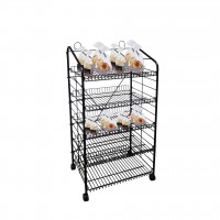 FixtureDisplays® 4-Tier Bakery Bread Rack with Angled Shelves Wooden ...