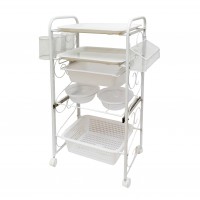 FixtureDisplays® Rolling Beauty Cart, Storage Cart, Utility Cart with Extra Storage Accessories, White 21367