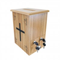 FixtureDisplays® Engineered Wood Tithes Offering Box Cross Christian Church Knock-Down Wood Donation Boxes, Collection Boxes,Charity Boxes 11.8 inche wide x 9.5 inches deep x 15.8 inches height 21396