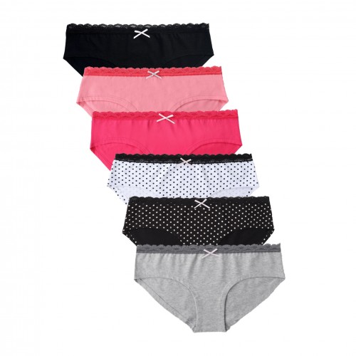 FixtureDisplays® 6PK Womens Cotton Underwear Lace Hipster Panties ...