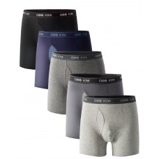 FixtureDisplays®  5PK Men's Soft Cotton Boxer Briefs Fly Front Underwear Mesh Fly Pouch Size: XL. Fit for waist size: 32.3