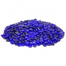 FixtureDisplays® 10 lbs Round Fire Glass for Propane Fire Pit, Reflective Fireplace Glass Rocks for Fire Pit Table, Cobalt Blue 21914