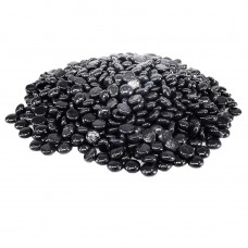 FixtureDisplays® 10 lbs Round Fire Glass for Propane Fire Pit, Reflective Fireplace Glass Rocks for Fire Pit Table, Black 21915