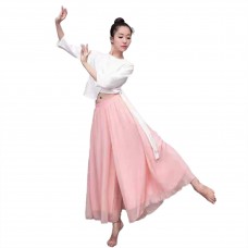 Chifon Women's Wide Leg Pavanna Pants for Yoga, Chinese Traditional or Chinese Classice Dance/ Modern Dance  Practice /Performance -Light Pink 21954