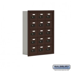 Salsbury Cell Phone Storage Locker - 5 Door High Unit (5 Inch Deep Compartments) - 15 A Doors - Bronze - Recessed Mounted - Resettable Combination Locks  19055-15ZRC