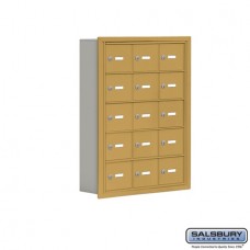 Salsbury Cell Phone Storage Locker - 5 Door High Unit (5 Inch Deep Compartments) - 15 A Doors - Gold - Recessed Mounted - Master Keyed Locks  19055-15GRK