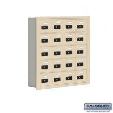Salsbury Cell Phone Storage Locker - 5 Door High Unit (5 Inch Deep Compartments) - 20 A Doors - Sandstone - Recessed Mounted - Resettable Combination Locks  19055-20SRC