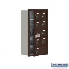 Salsbury Cell Phone Storage Locker - with Front Access Panel - 5 Door High Unit (8 Inch Deep Compartments) - 8 A Doors (7 usable) and 1 B Door - Bronze - Recessed Mounted - Resettable Combination Locks  19158-09ZRC