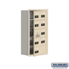 Salsbury Cell Phone Storage Locker - with Front Access Panel - 5 Door High Unit (8 Inch Deep Compartments) - 8 A Doors (7 usable) and 1 B Door - Sandstone - Recessed Mounted - Resettable Combination Locks  19158-09SRC