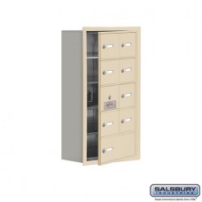 Salsbury Cell Phone Storage Locker - with Front Access Panel - 5 Door High Unit (8 Inch Deep Compartments) - 8 A Doors (7 usable) and 1 B Door - Sandstone - Recessed Mounted - Master Keyed Locks  19158-09SRK