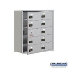 Salsbury Cell Phone Storage Locker - with Front Access Panel - 5 Door High Unit (8 Inch Deep Compartments) - 10 B Doors (9 usable) - Aluminum - Recessed Mounted - Resettable Combination Locks  19158-10ARC