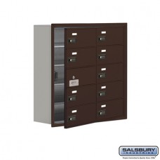 Salsbury Cell Phone Storage Locker - with Front Access Panel - 5 Door High Unit (8 Inch Deep Compartments) - 10 B Doors (9 usable) - Bronze - Recessed Mounted - Resettable Combination Locks  19158-10ZRC