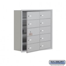 Salsbury Cell Phone Storage Locker - with Front Access Panel - 5 Door High Unit (8 Inch Deep Compartments) - 10 B Doors (9 usable) - Aluminum - Recessed Mounted - Master Keyed Locks  19158-10ARK