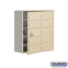 Salsbury Cell Phone Storage Locker - with Front Access Panel - 5 Door High Unit (8 Inch Deep Compartments) - 10 B Doors (9 usable) - Sandstone - Recessed Mounted - Master Keyed Locks  19158-10SRK