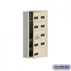 Salsbury Cell Phone Storage Locker - with Front Access Panel - 5 Door High Unit (5 Inch Deep Compartments) - 8 A Doors (7 usable) and 1 B Door - Sandstone - Recessed Mounted - Resettable Combination Locks  19155-09SRC