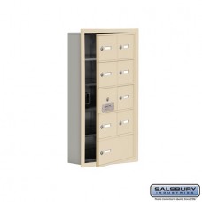 Salsbury Cell Phone Storage Locker - with Front Access Panel - 5 Door High Unit (5 Inch Deep Compartments) - 8 A Doors (7 usable) and 1 B Door - Sandstone - Recessed Mounted - Master Keyed Locks  19155-09SRK