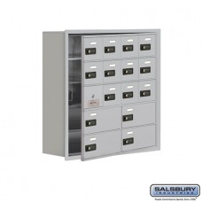 Salsbury Cell Phone Storage Locker - with Front Access Panel - 5 Door High Unit (8 Inch Deep Compartments) - 12 A Doors (11 usable) and 4 B Doors - Aluminum - Recessed Mounted - Resettable Combination Locks  19158-16ARC