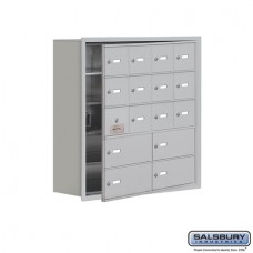 Salsbury Cell Phone Storage Locker - with Front Access Panel - 5 Door High Unit (8 Inch Deep Compartments) - 12 A Doors (11 usable) and 4 B Doors - Aluminum - Recessed Mounted - Master Keyed Locks  19158-16ARK