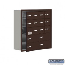 Salsbury Cell Phone Storage Locker - with Front Access Panel - 5 Door High Unit (8 Inch Deep Compartments) - 12 A Doors (11 usable) and 4 B Doors - Bronze - Recessed Mounted - Master Keyed Locks  19158-16ZRK