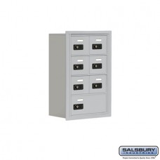 Salsbury Cell Phone Storage Locker - 4 Door High Unit (8 Inch Deep Compartments) - 6 A Doors and 1 B Door - Aluminum - Recessed Mounted - Resettable Combination Locks  19048-07ARC