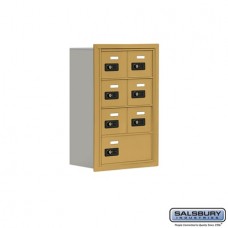Salsbury Cell Phone Storage Locker - 4 Door High Unit (8 Inch Deep Compartments) - 6 A Doors and 1 B Door - Gold - Recessed Mounted - Resettable Combination Locks  19048-07GRC