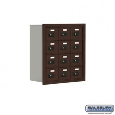 Salsbury Cell Phone Storage Locker - 4 Door High Unit (8 Inch Deep Compartments) - 12 A Doors - Bronze - Recessed Mounted - Resettable Combination Locks  19048-12ZRC