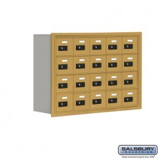 Salsbury Cell Phone Storage Locker - 4 Door High Unit (8 Inch Deep Compartments) - 20 A Doors - Gold - Recessed Mounted - Resettable Combination Locks  19048-20GRC