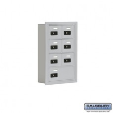 Salsbury Cell Phone Storage Locker - 4 Door High Unit (5 Inch Deep Compartments) - 6 A Doors and 1 B Door - Aluminum - Recessed Mounted - Resettable Combination Locks  19045-07ARC