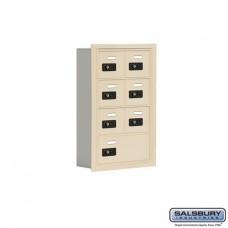 Salsbury Cell Phone Storage Locker - 4 Door High Unit (5 Inch Deep Compartments) - 6 A Doors and 1 B Door - Sandstone - Recessed Mounted - Resettable Combination Locks  19045-07SRC