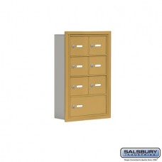 Salsbury Cell Phone Storage Locker - 4 Door High Unit (5 Inch Deep Compartments) - 6 A Doors and 1 B Door - Gold - Recessed Mounted - Master Keyed Locks  19045-07GRK