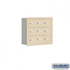 Salsbury Cell Phone Storage Locker - 3 Door High Unit (5 Inch Deep Compartments) - 9 A Doors - Sandstone - Recessed Mounted - Master Keyed Locks  19035-09SRK