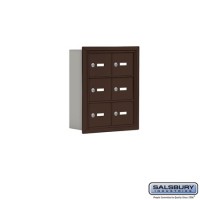 Salsbury Cell Phone Storage Locker - 3 Door High Unit (5 Inch Deep Compartments) - 6 A Doors - Bronze - Recessed Mounted - Master Keyed Locks  19035-06ZRK